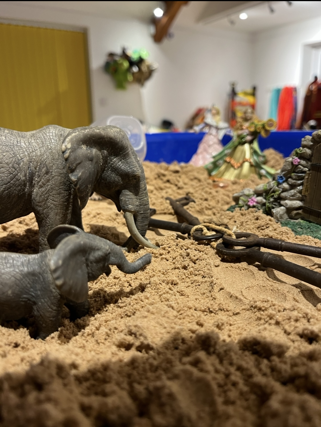 Sand tray elephants used in Child PlayTherapy