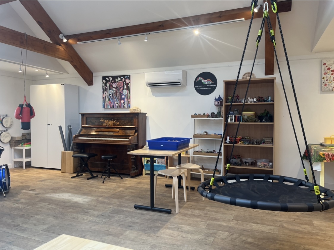 Child Play Therapy Room with toolkit and swing
